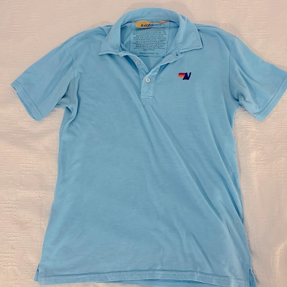 Aviator Nation Polo - Sky Blue - Size Small